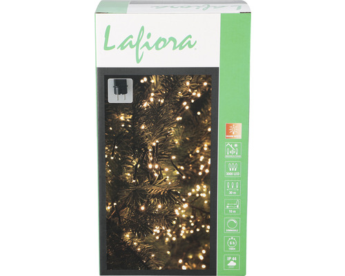 LED cluster lichtketting Lafiora 30 m + 10 m aansluitdraad 3000 LED's warmwitte lichtkleur incl. timer en dimmer