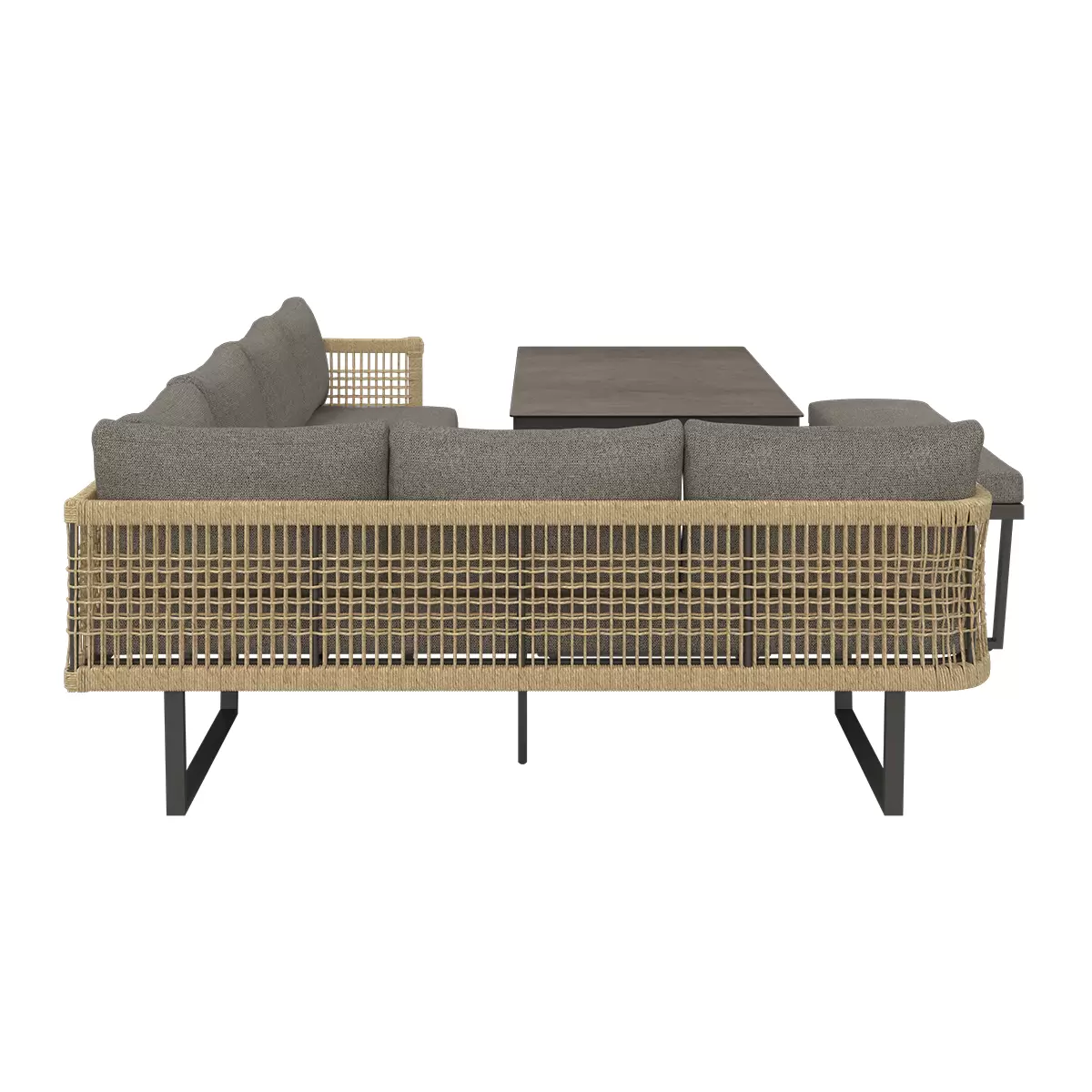 Beldano Loungegarnitur Bologna 3-teilig anthrazit,braun,natur