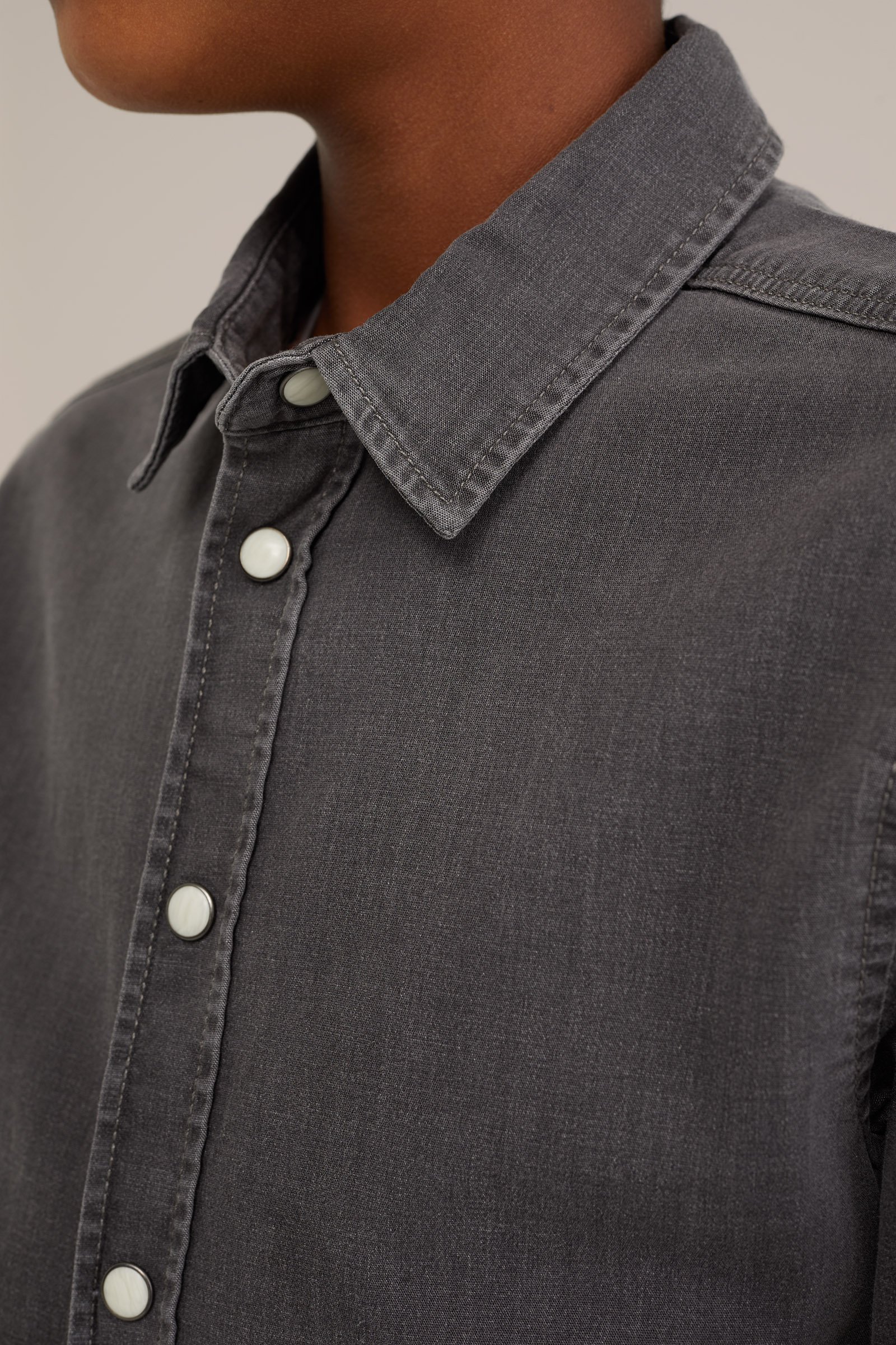 Jongens denim overhemd met stretch Blue Ridge Lichtgrijs
