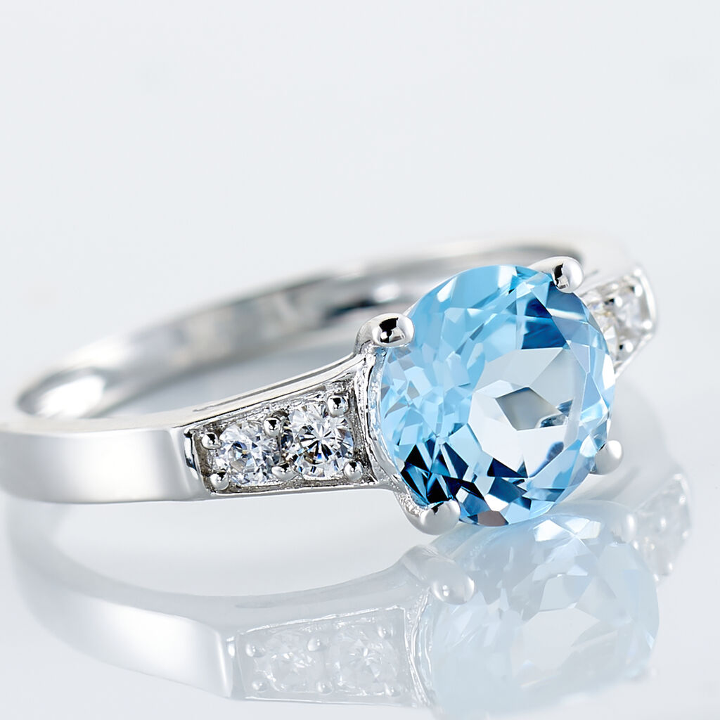 Bague Maysara Or Blanc Topaze Et Oxyde De Zirconium