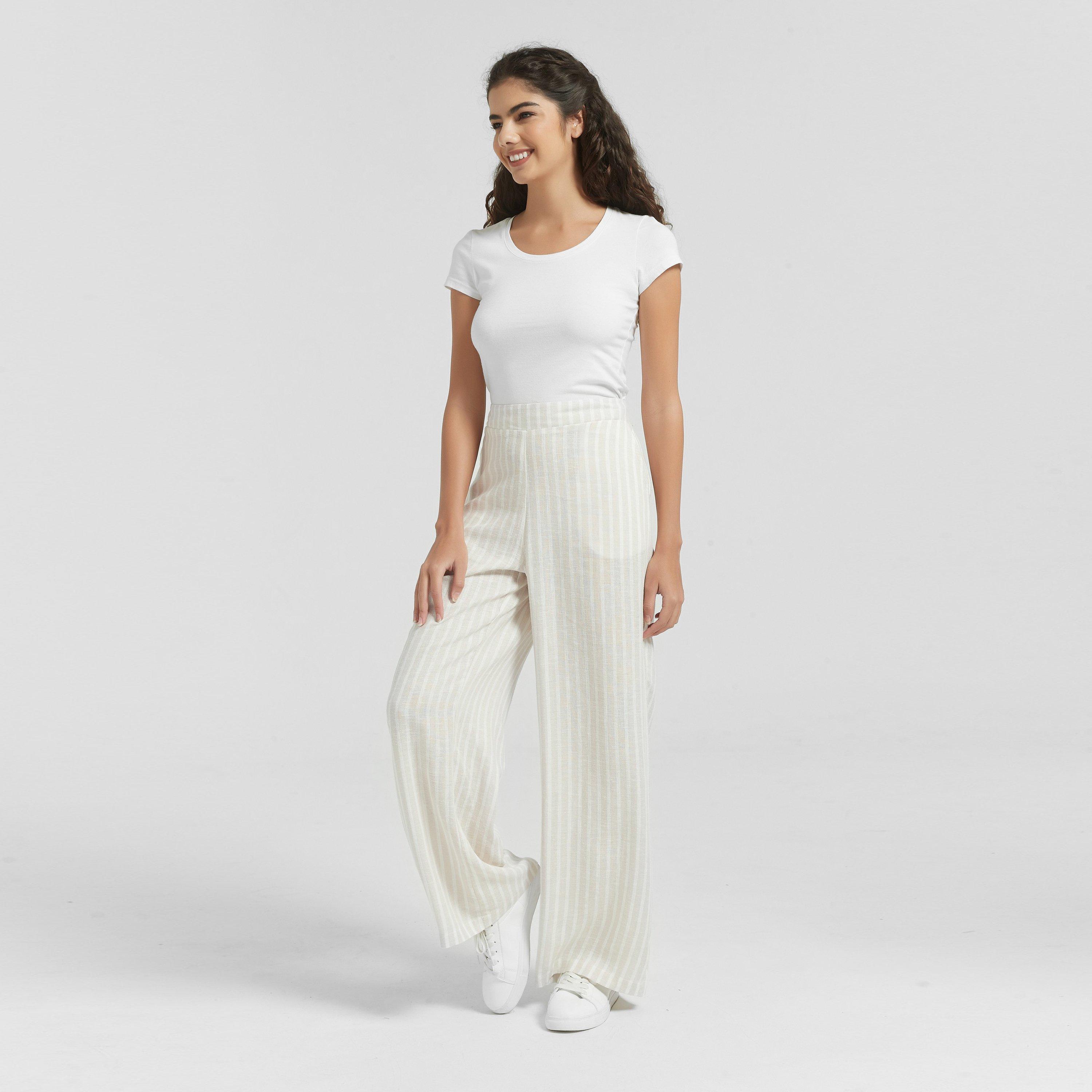 Be You Ladies Linen Wide Leg Trousers