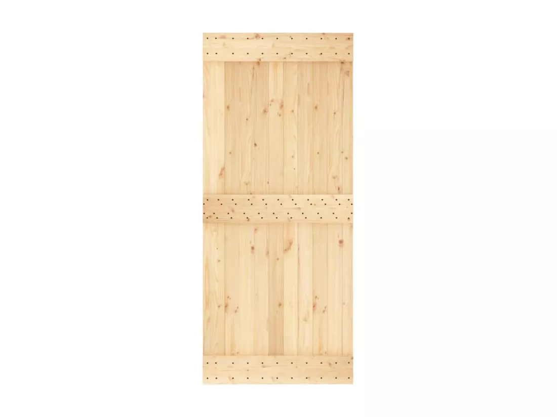 Porte coulissante et kit de quincaillerie 90x210 cm pin massif