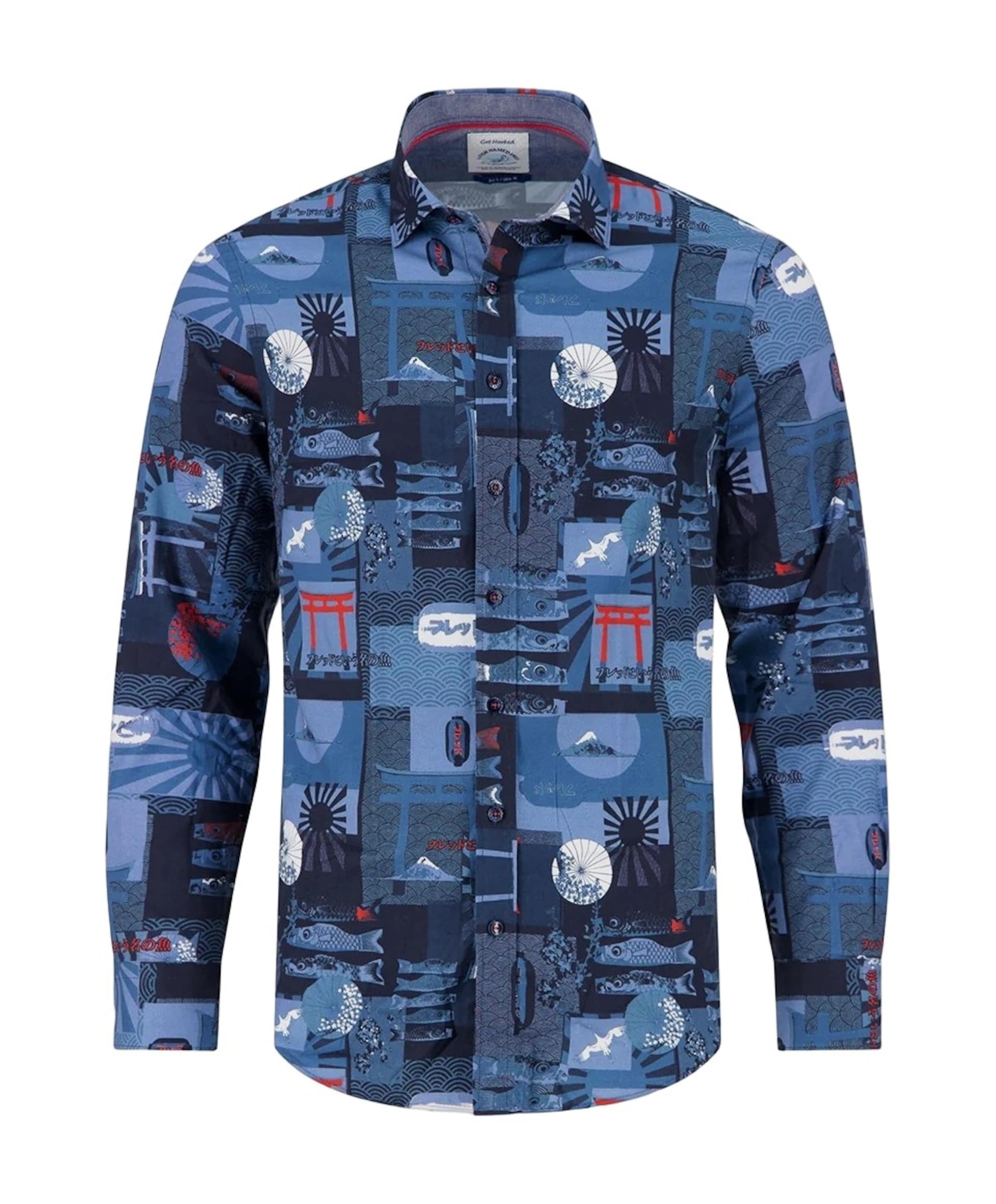 A Fish Named Fred Heren overhemd lange mouw blauw