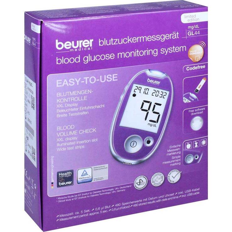 Beurer Blutzuckermessgerät GL 44 mg / dl lila, 1 St