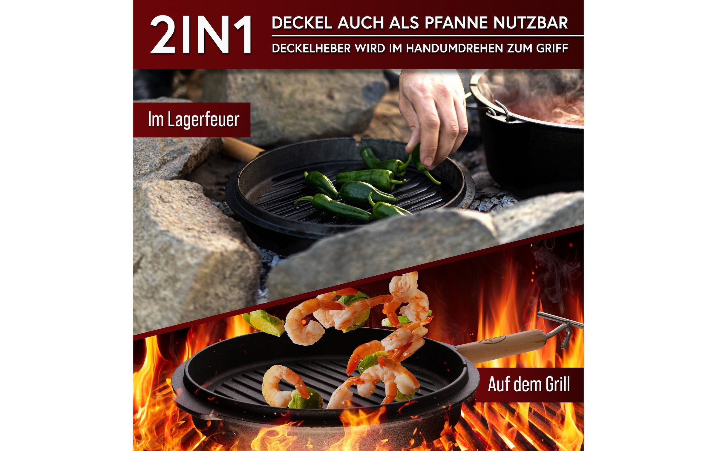 Grilltopf »Gusskoenig Dutch Oven Set 4,5 l mit Heber, Bürste, Untersetzer« Gusseisen