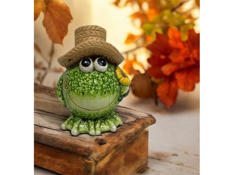 Dameco Dekofigur Frosch mit Blume 8.5 cm Dekofrosch