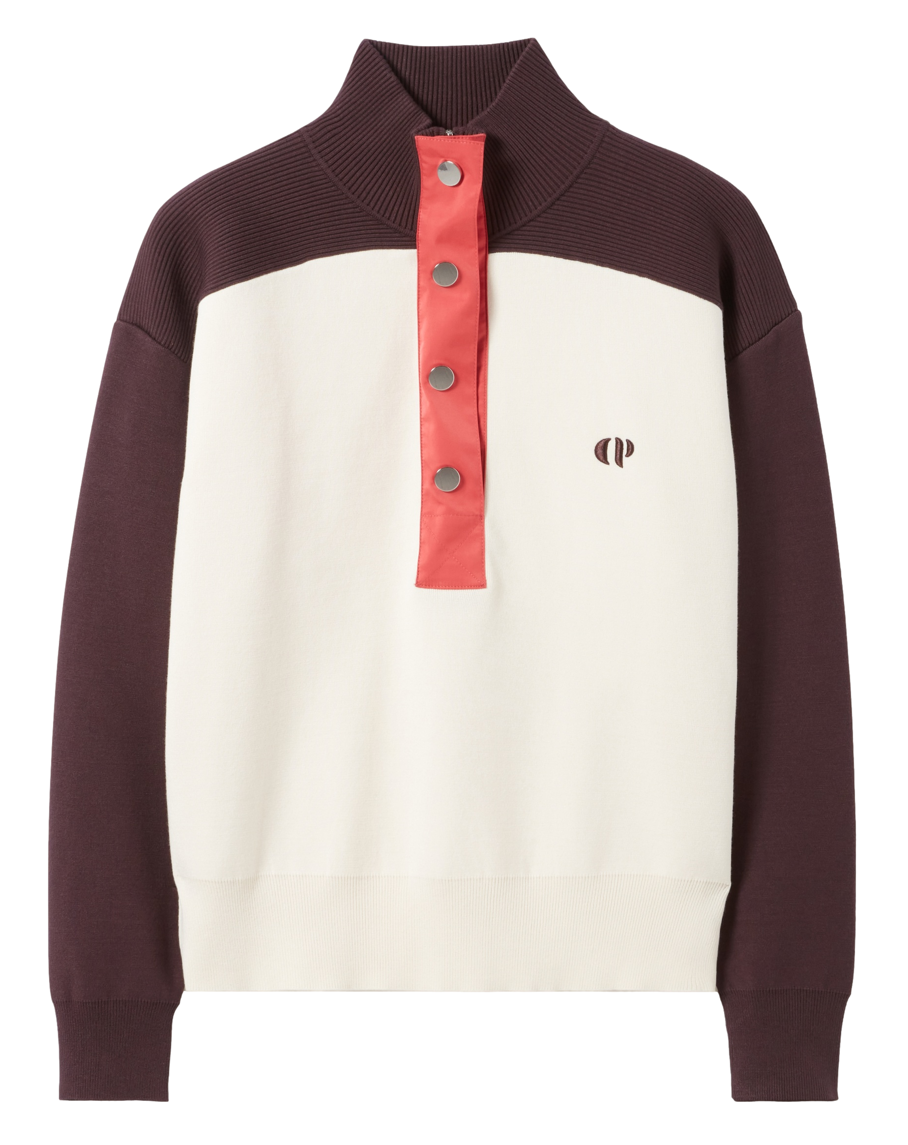 Sweat ample col montant boutonné | Blanc