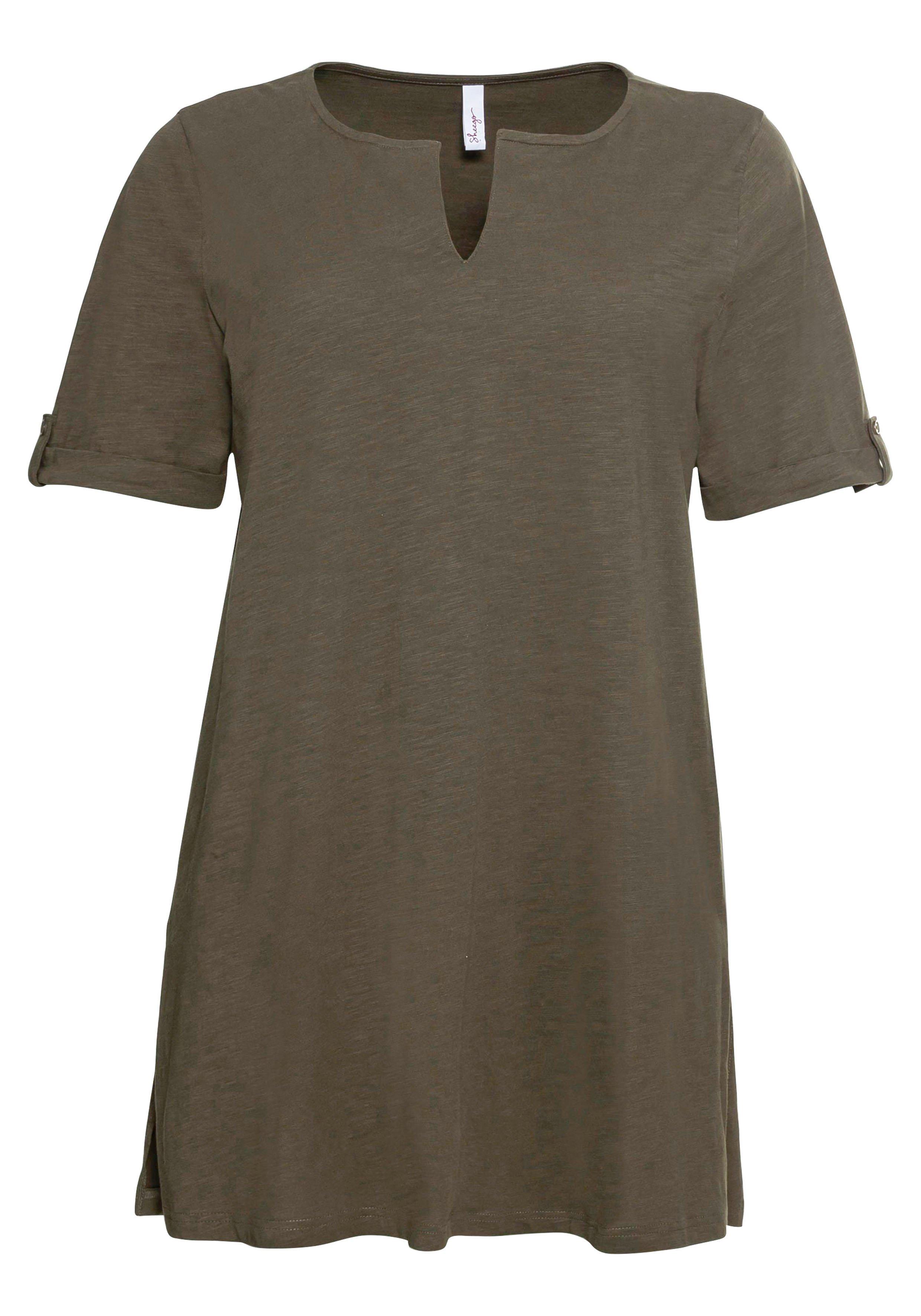 Longshirt mit geschlitztem Ausschnitt