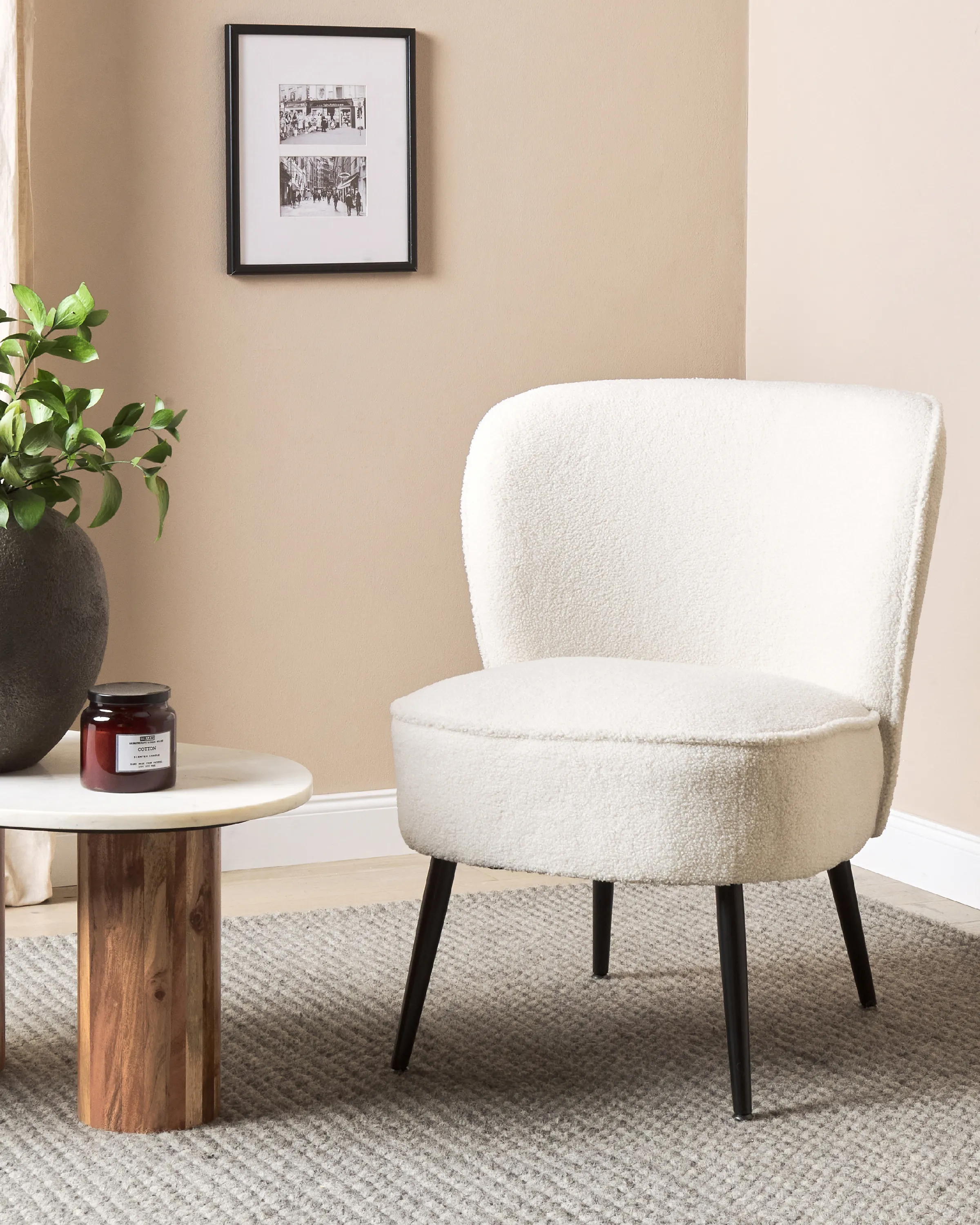 Fauteuil VOSS Bouclé Wit
