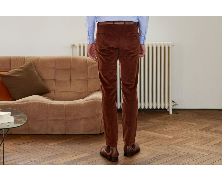 Pantalon chino velours côtelé homme Caramel Foncé - NORMAN