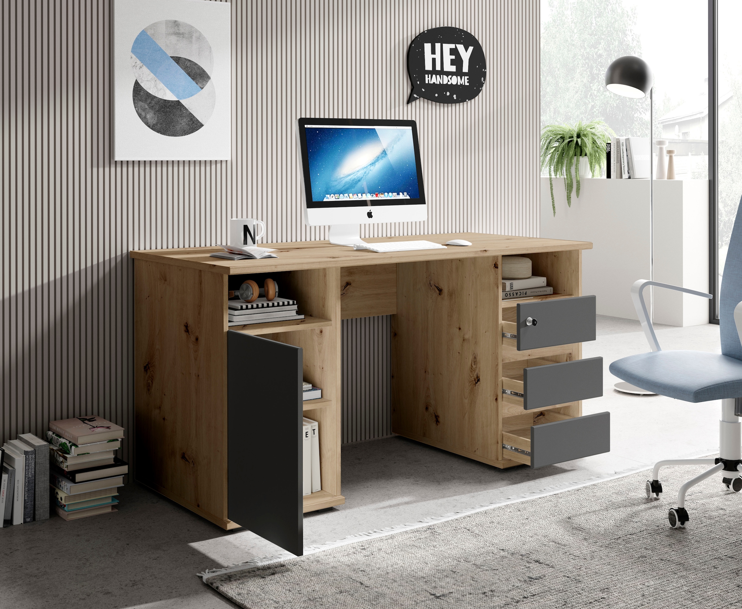 BEGA OFFICE Schreibtisch »Primus U2« mit Schubkasten abschliessbar, Gamingtisch geeignet