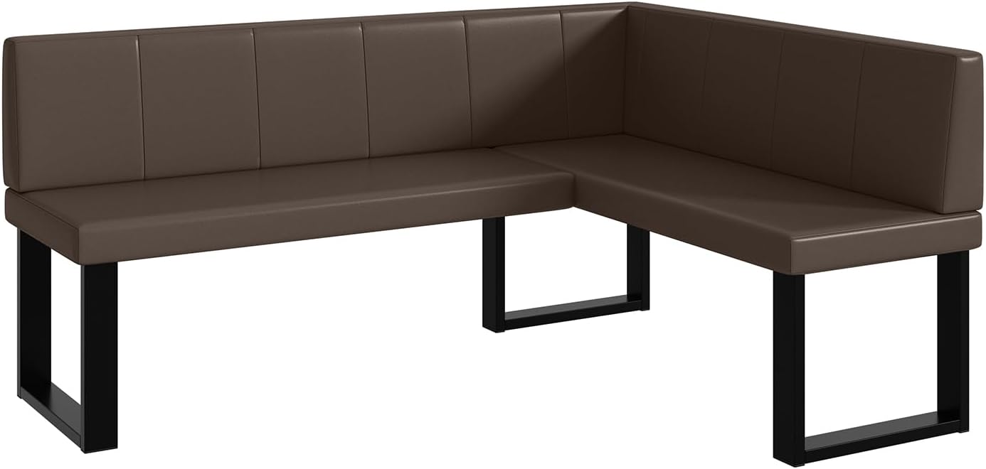 MEBLINI Eckbank für Esszimmer - Küchenbank - Essecke - Sitzecke Küche - Peter - U-Beine 128x168x87cm Rechts - Braun Kunstleder