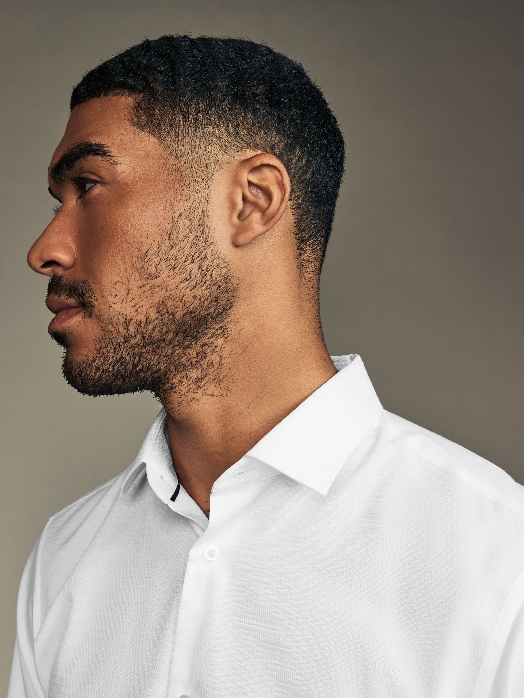 Wit/blauw - Slim Fit Easy Care Textured Single Cuff Smart Shirts 3 Pack