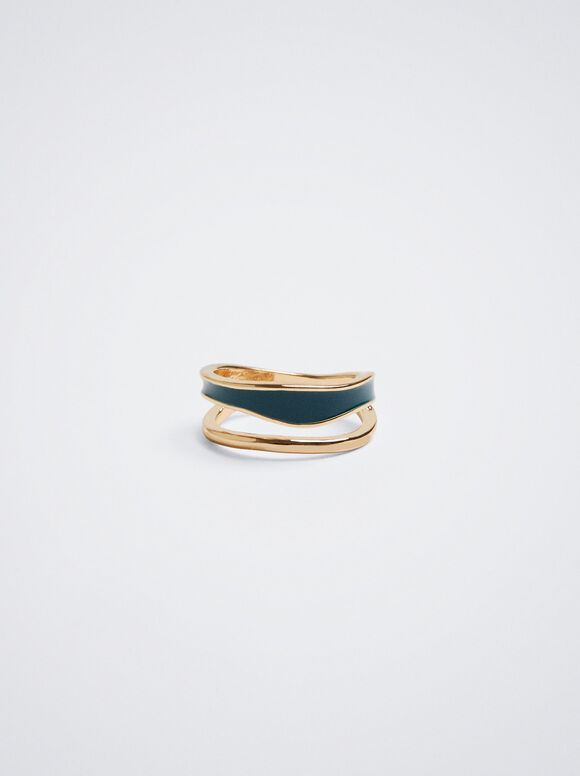 Anel largo esmaltado - Azul