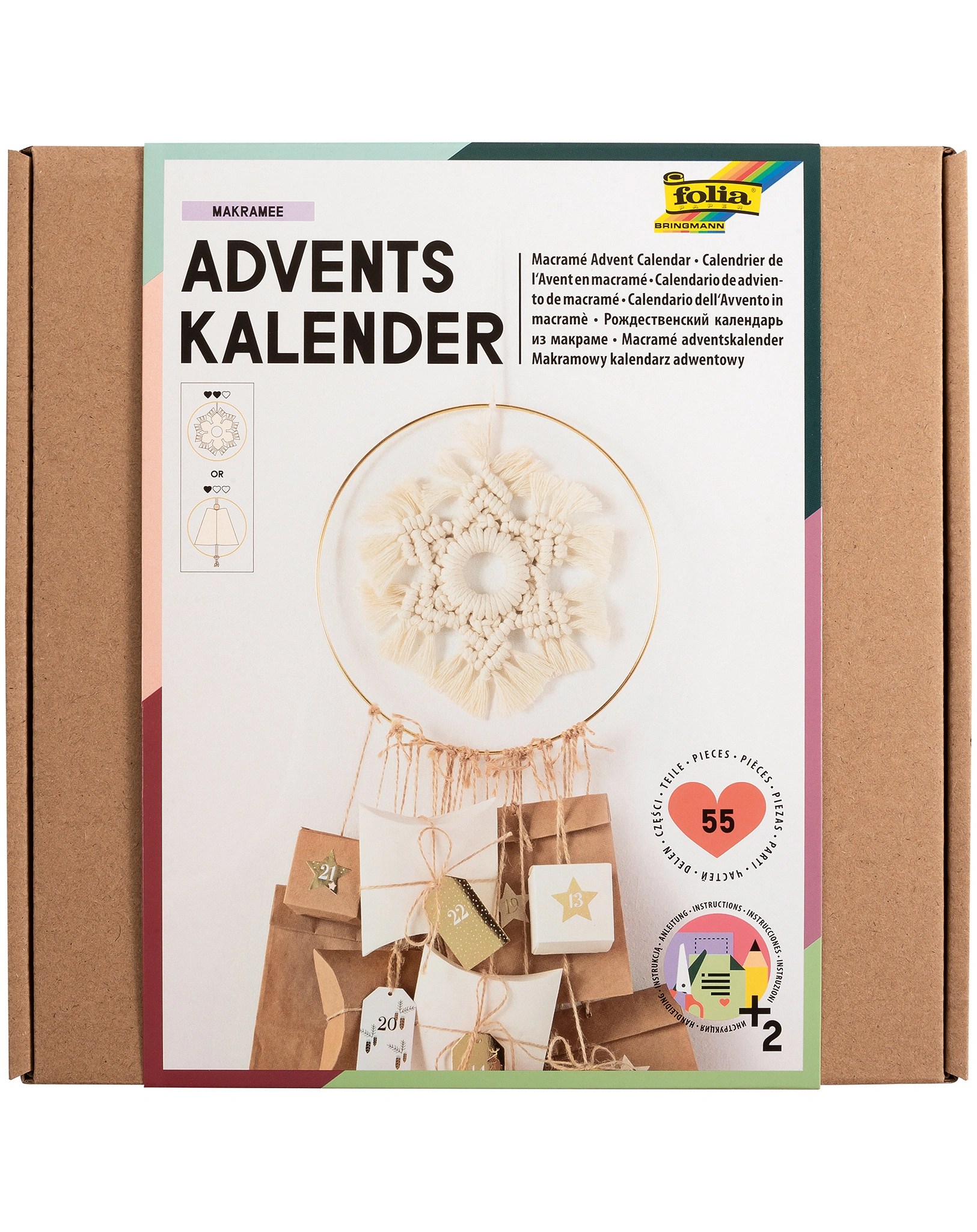 Adventskalender Bastelset MAKRAMEE 55-teilig