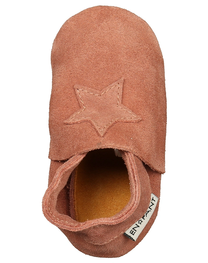 Leder-Krabbelschuhe STERN in old rose