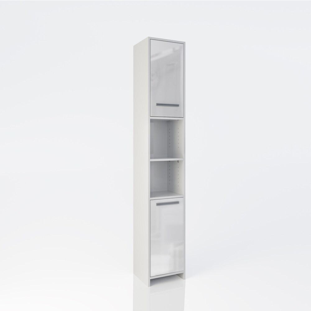 VICCO Badschrank KIKO Weiß Hochglanz - Badezimmerschrank Hochschrank Badregal