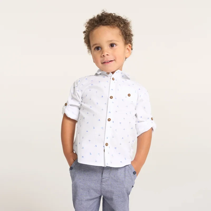 Chemise modulable palmiers blanc bébé garçon Blanc