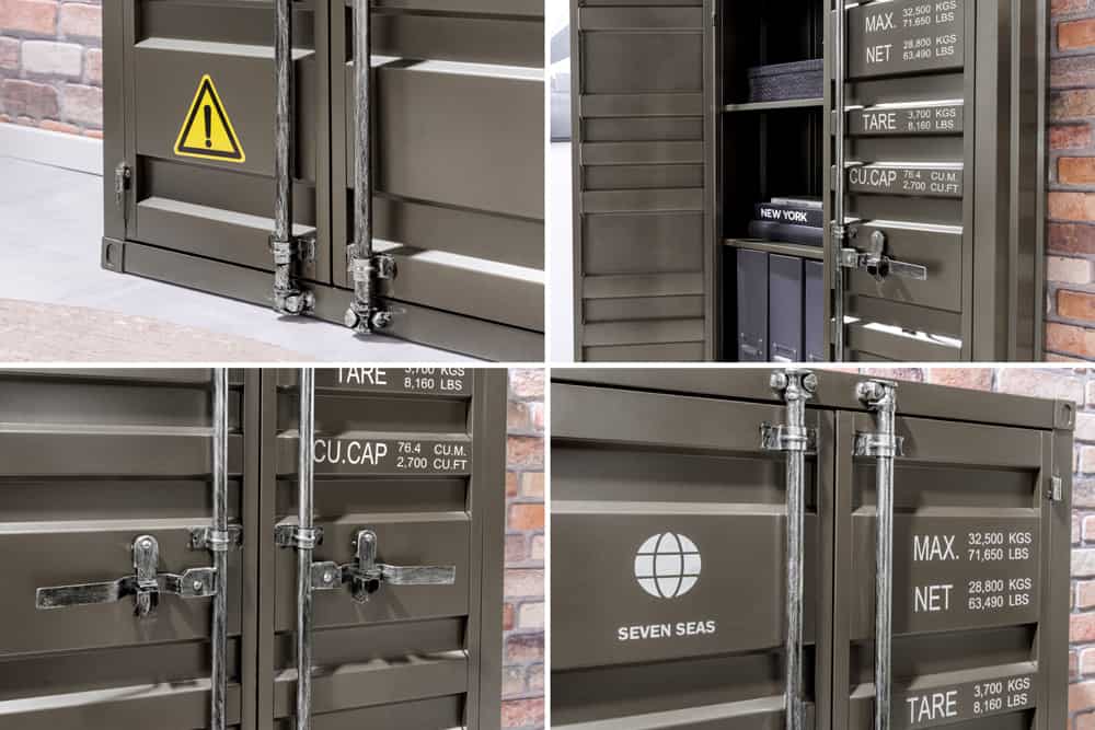 Container-Schrank GLOBETROTTER 140cm anthrazit Metall Aktenschrank Highboard