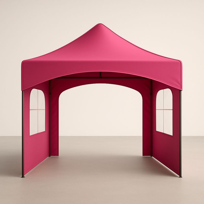 Pavillon Zelt rechteckig 3x3m Stahlrahmen Polyester Rot