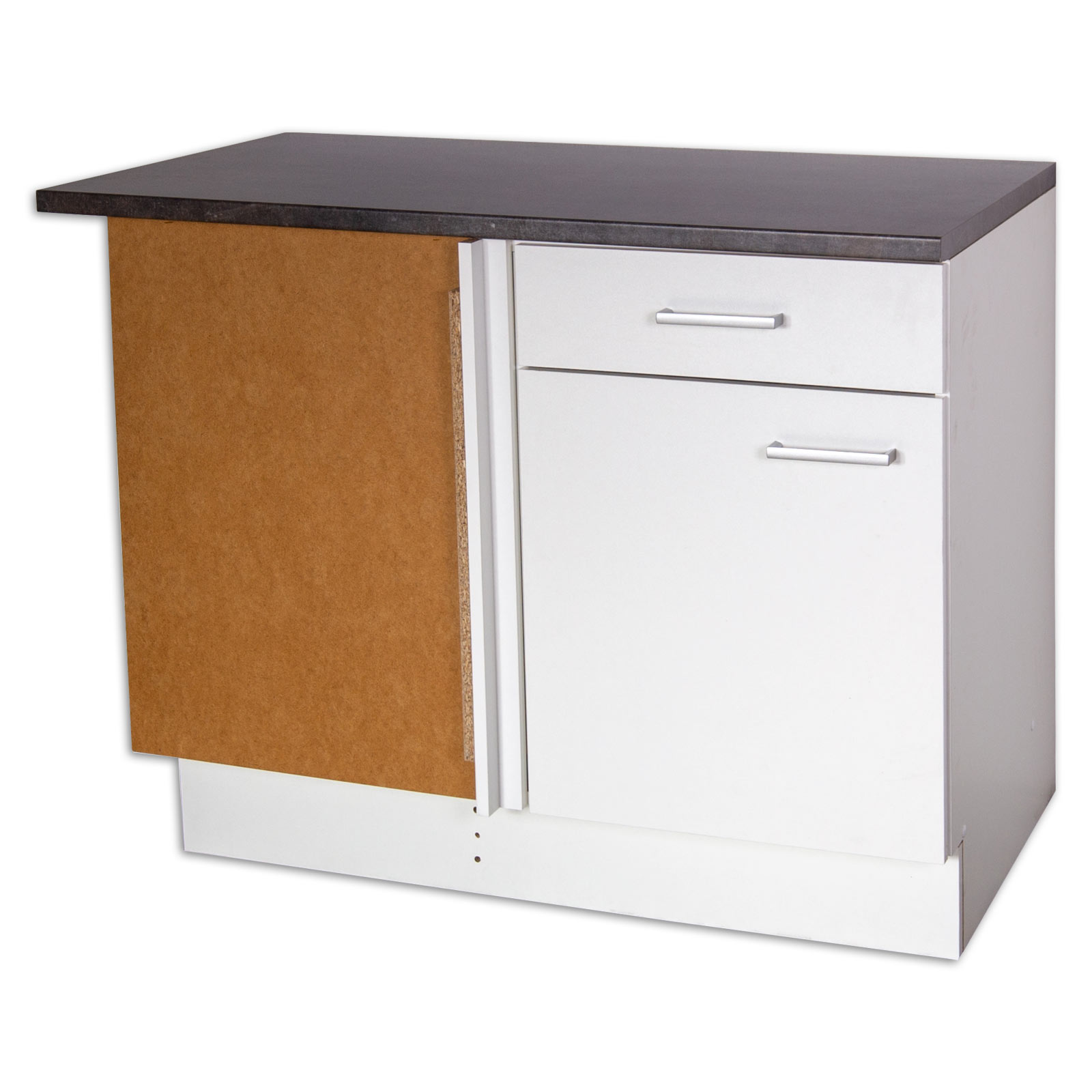 Eck-Anrichte GIRONA - weiß-Marmor - 110 cm breit