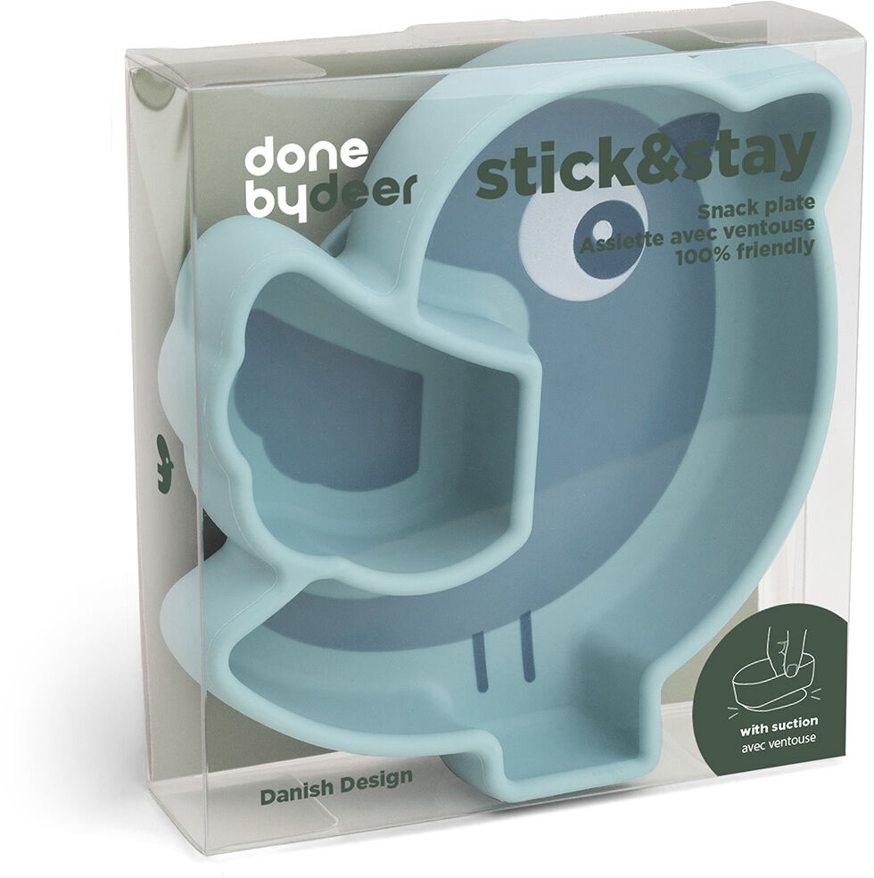 Done By Deer Stick & Stay Silikontallerken Birdee, Blue
