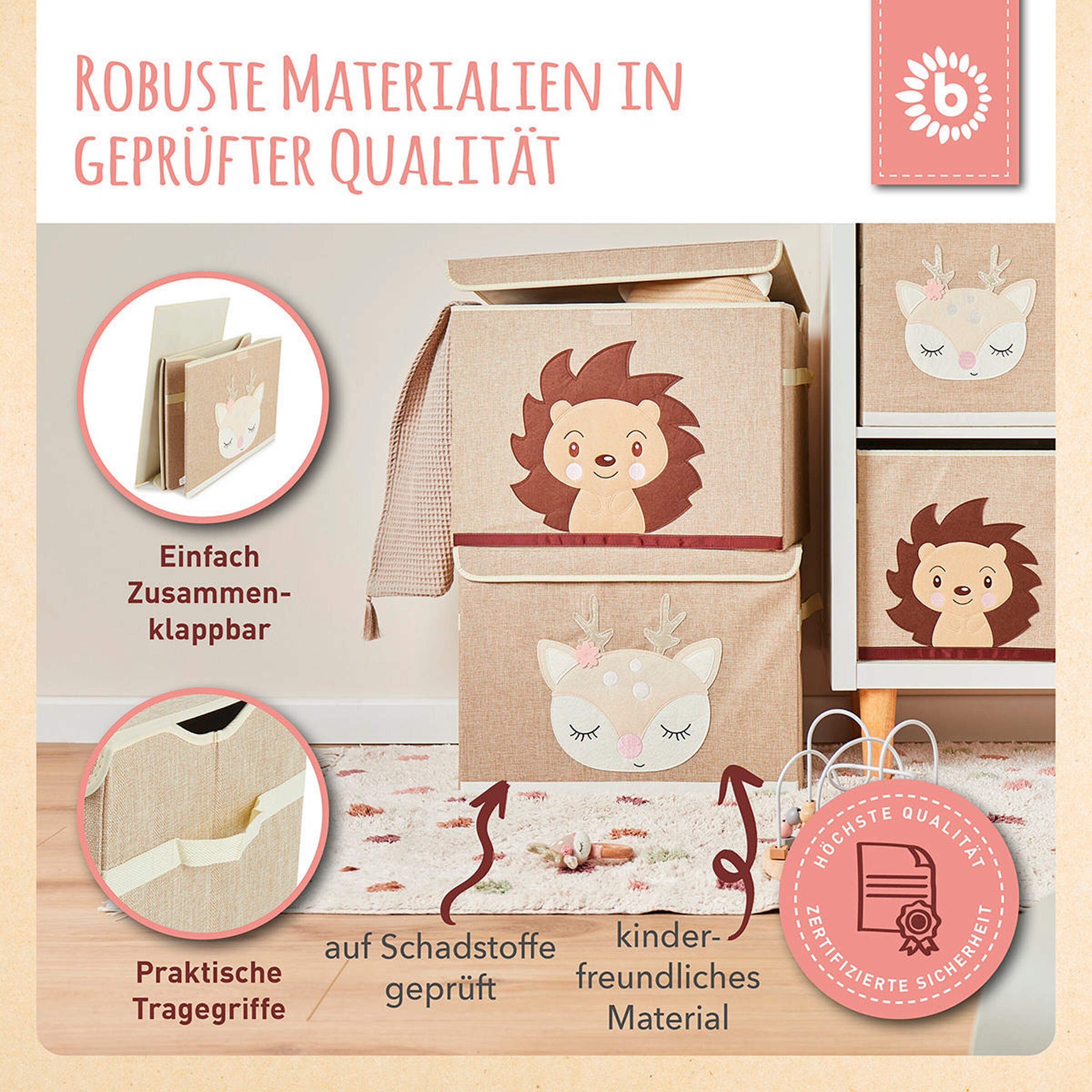 Bieco Aufbewahrungsbox mit Deckel Reh Ella Braun