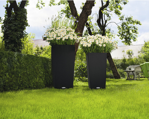 Lechuza Cubico Cottage 40 conische zwarte plantenbak inclusief zelfbewateringssysteem