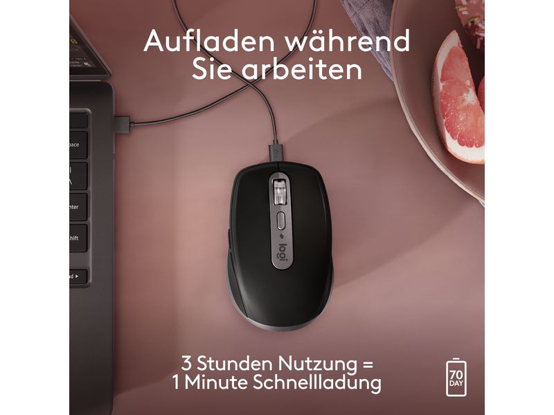 Logitech Mobile Maus MX Anywhere 3s for Mac Space grey Kompakte kabellose Performance-Maus mit 8K DPI-Sensor – Entwickelt für Mac
