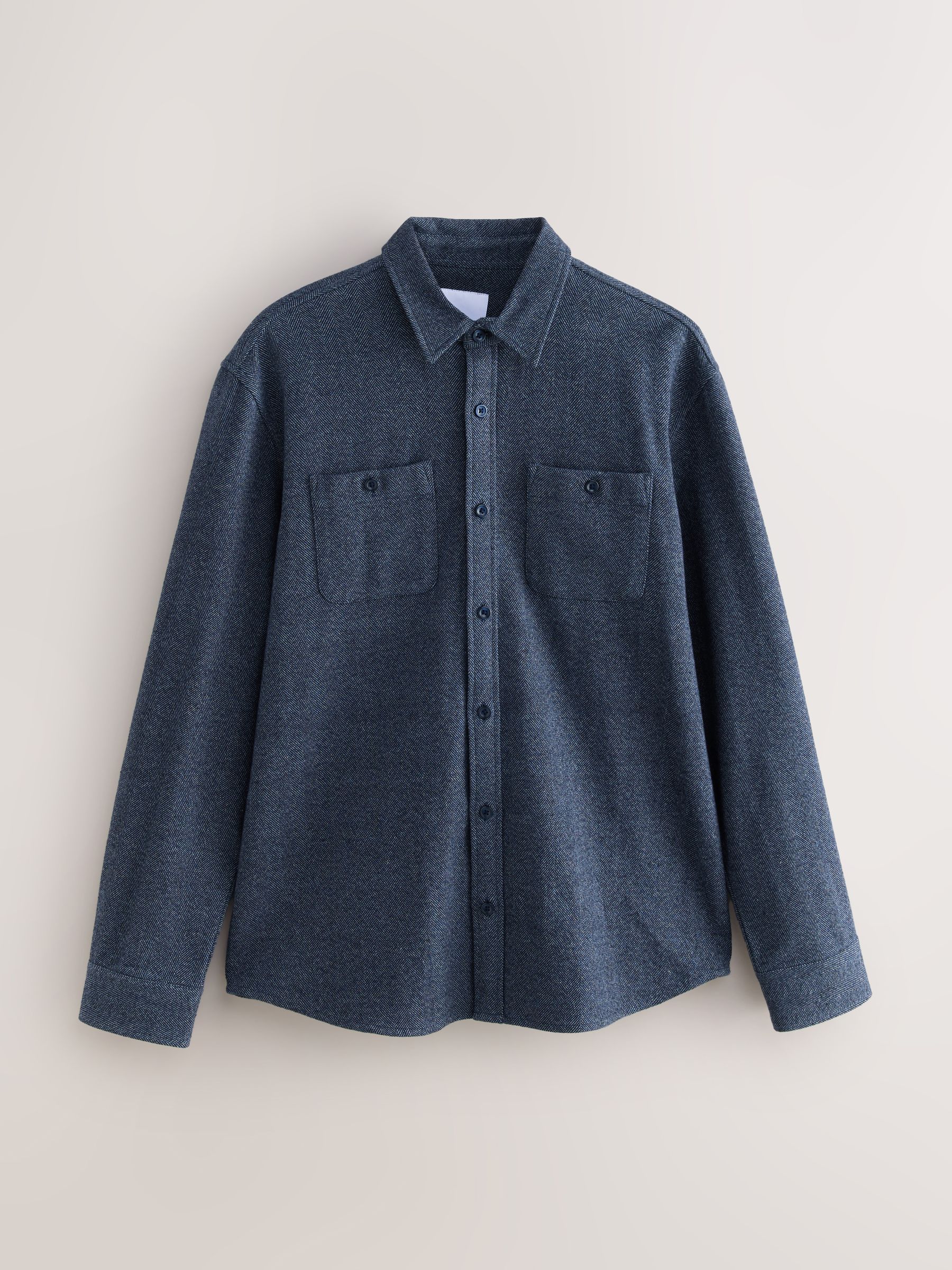 Blauw - Herringbone Shacket Overshirt