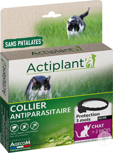 Actiplant Collier Antiparasitaire Chat >2 Mois Noir 1 Pièce