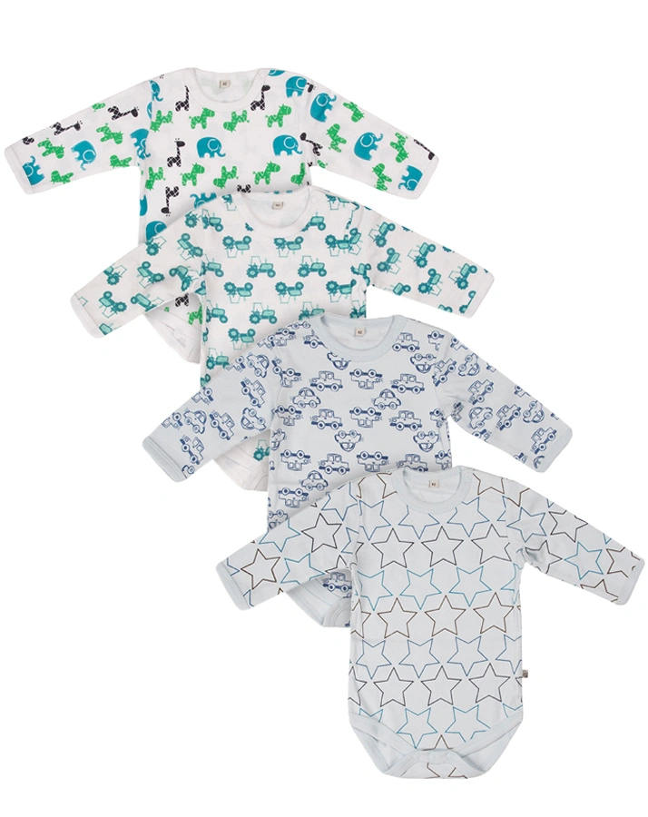 Langarmbody LITTLE BOY 4er-Pack in hellblau