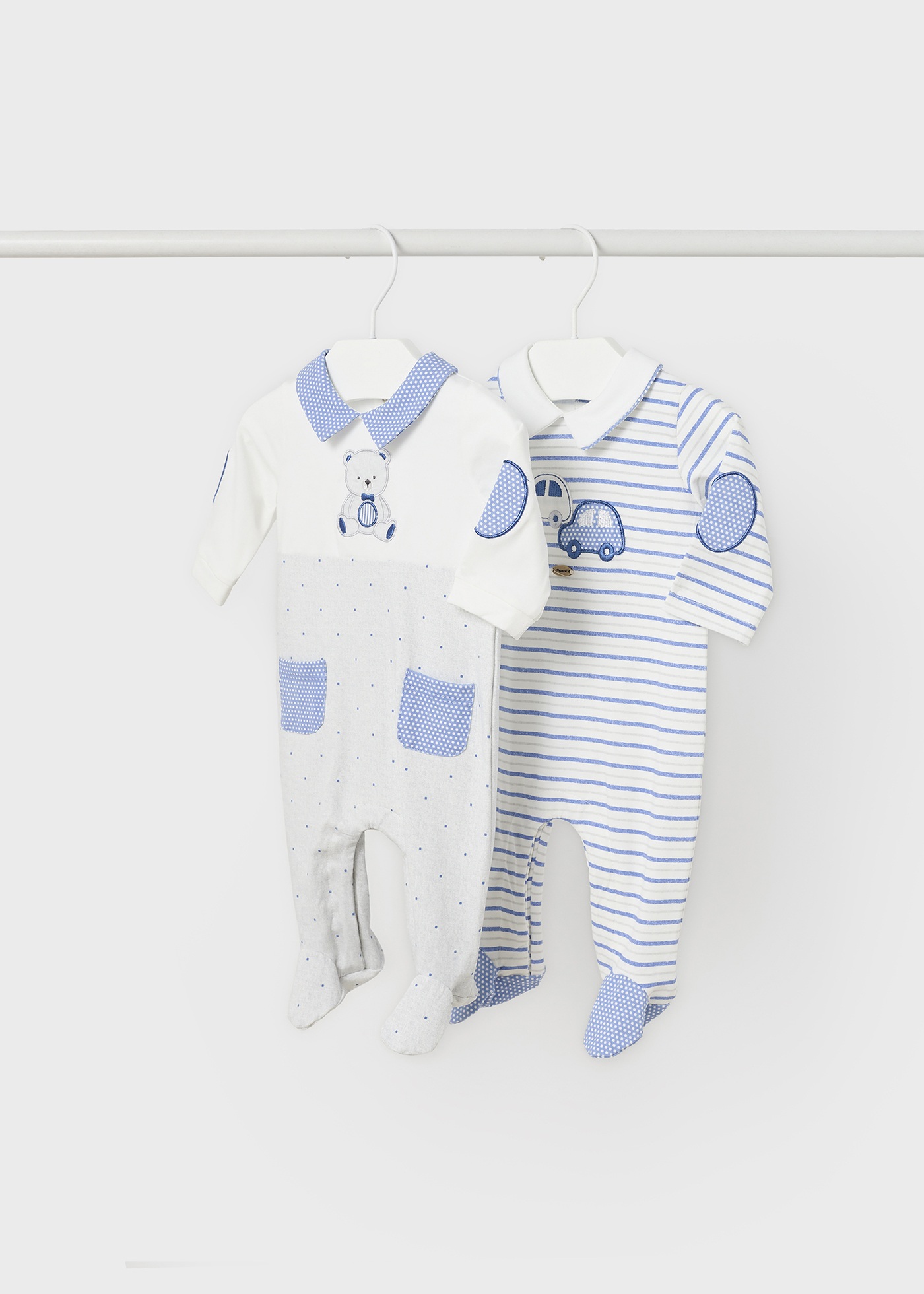 Conjunto de 2 pijamas com gola de algodão sustentável para recém-nascido