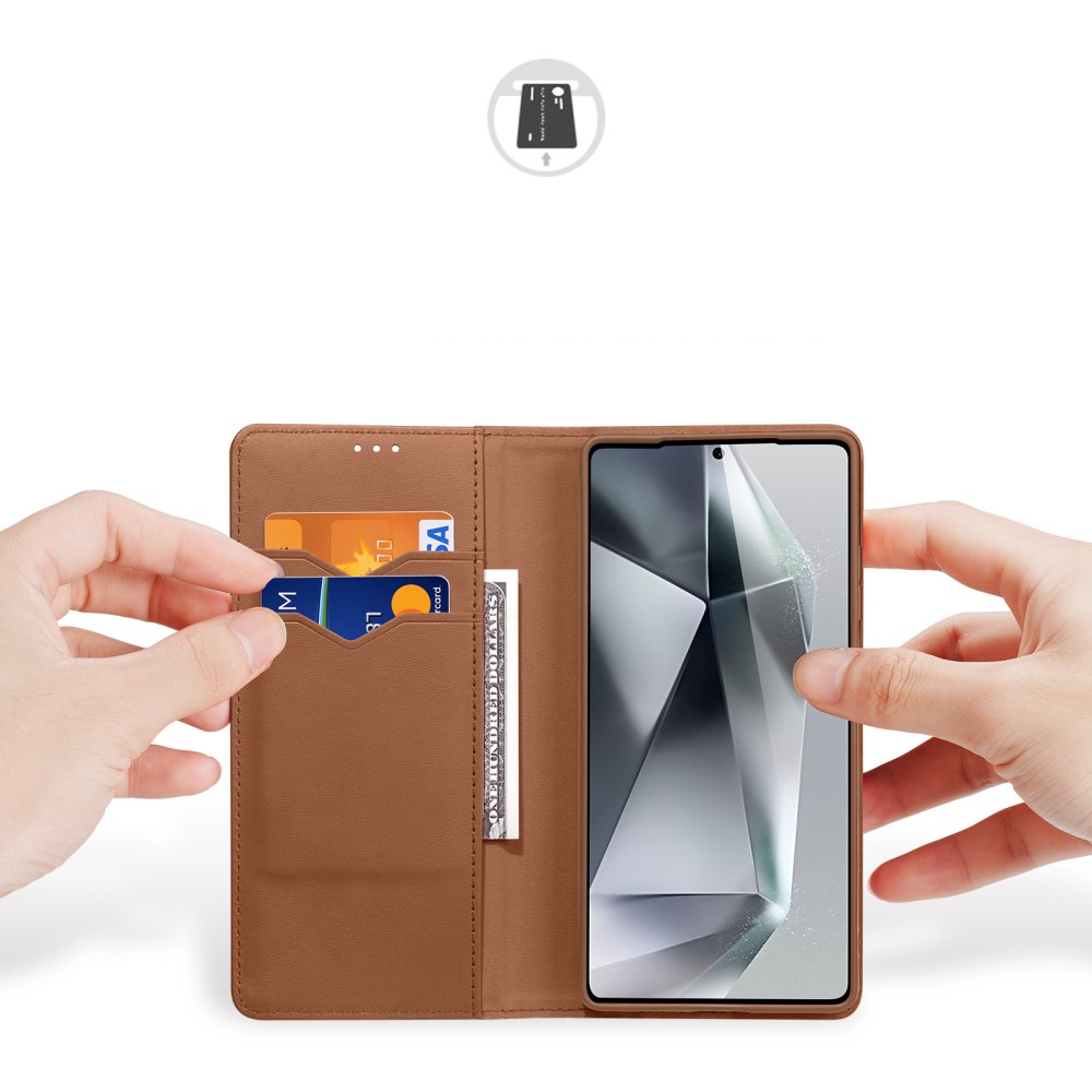 Samsung Galaxy S25 Ultra Flip Wallet Cover Echtleder Tasche (RFID Schutz) - Braun