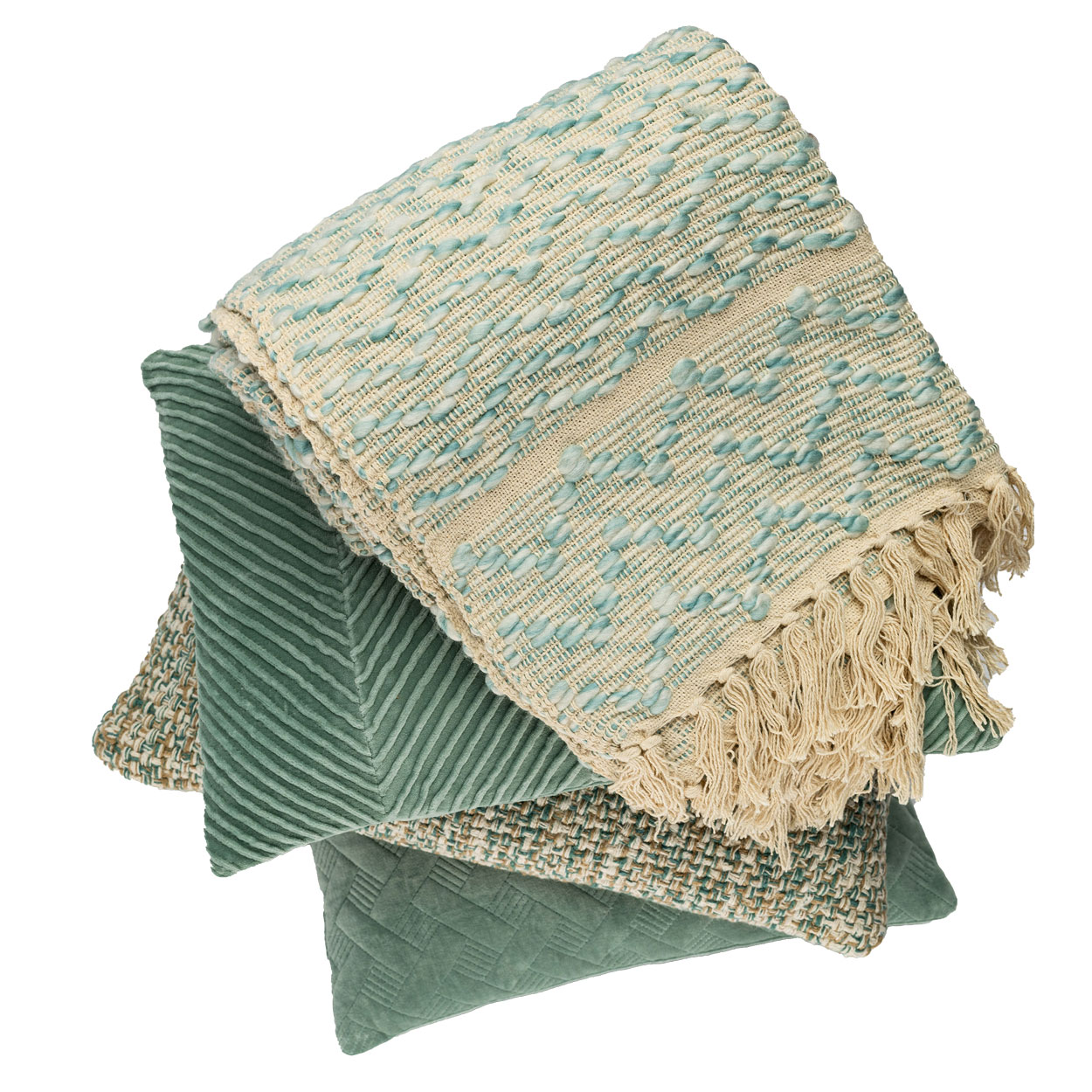Kussen velours Grids seablue