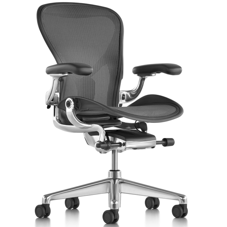 Herman Miller Aeron bureaustoel Polished Aluminium base & linkage
