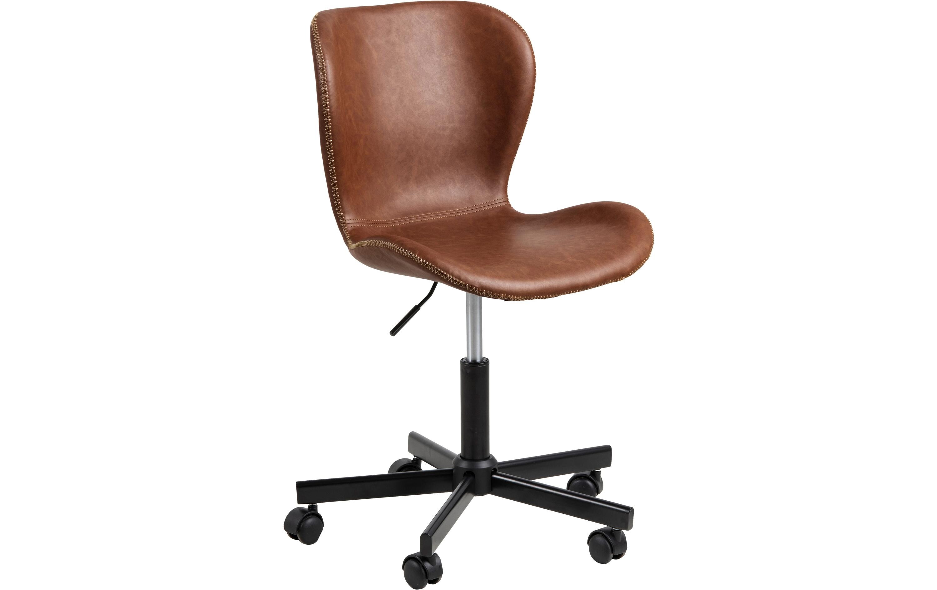 Bürostuhl Batilda, mit Polsterrücken, Cognac<br>Schreibtischstuhl im Lederlook