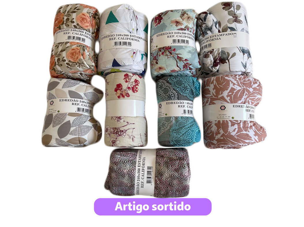 EDREDÃO 100% POLIESTER ESTAMPADO 220X240CM MODELOS SORTIDOS