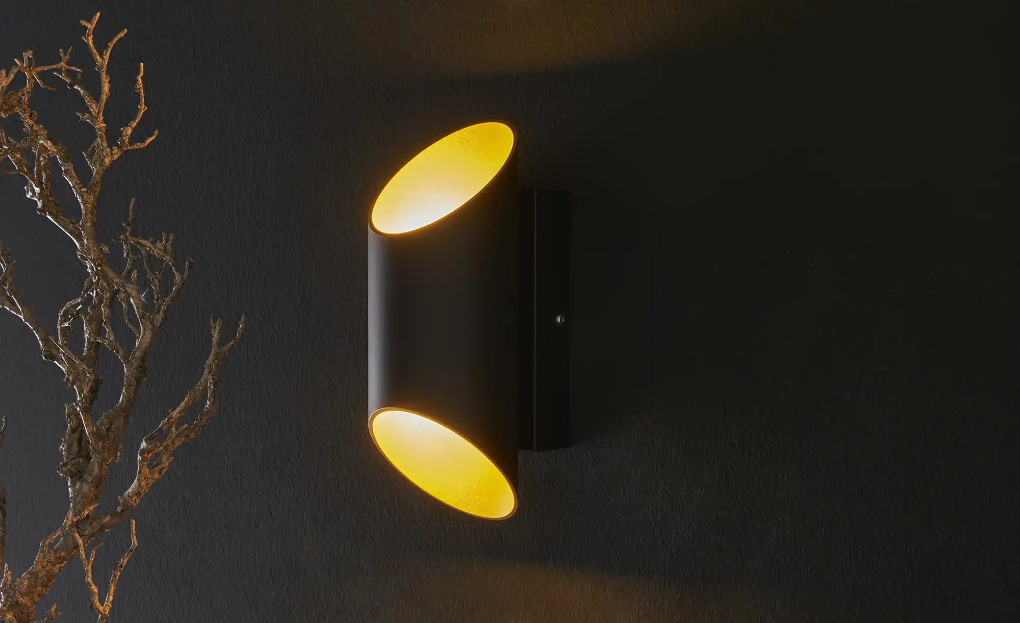 Meisterleuchten LED-Wandleuchte, 2-flammig, schwarz/gold