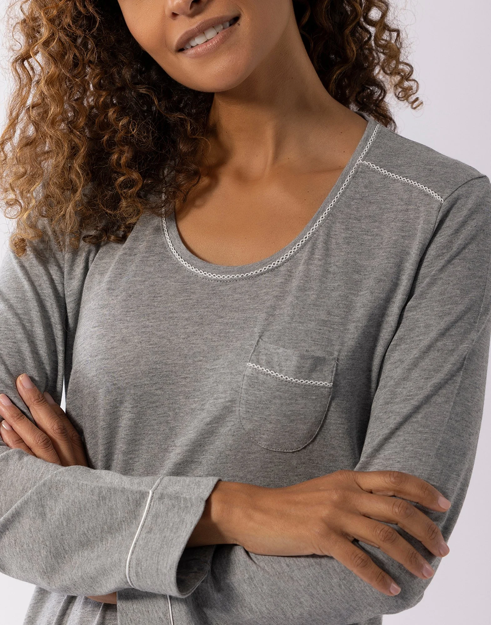 INTEMP A01 - Chemise de nuit en coton modal | Gris