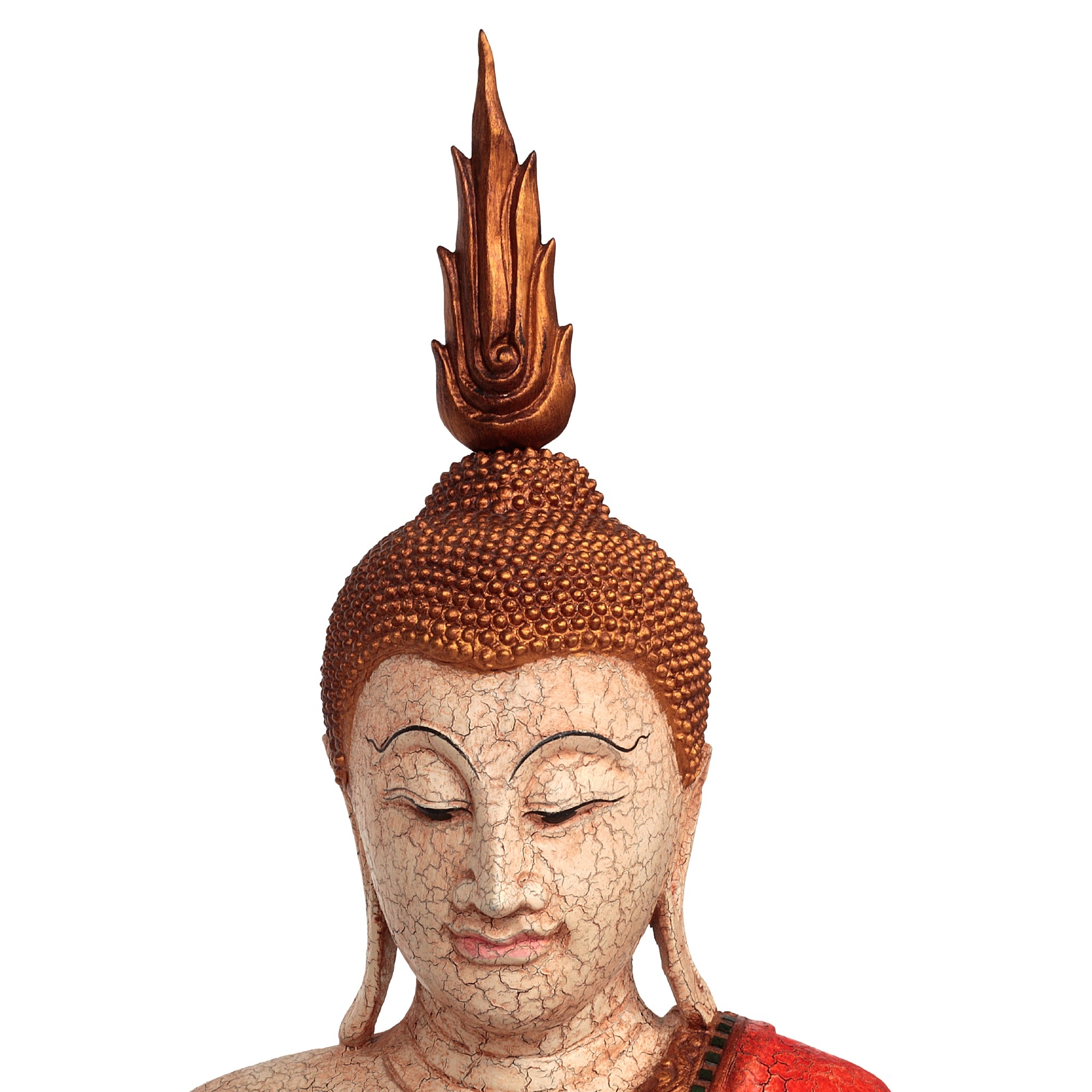 'Buddha'-Skulptur, stehend, orange, H 152 cm, B 23 cm, T 23 cm von fischer's lagerhaus