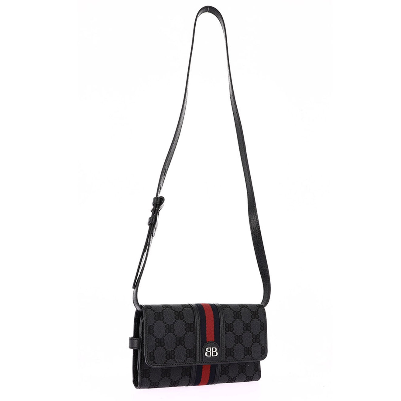 Gucci Sac bandoulière BB Wallet on Chain x Balenciaga en Toile & Cuir Monogramme noir - Neuf avec étiquette - L.19 cm