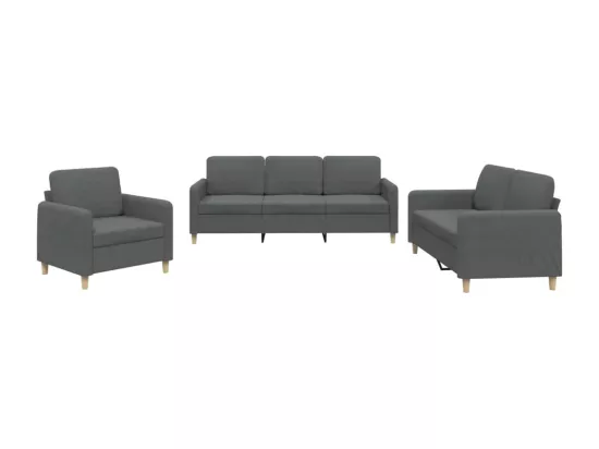 Ensemble de canapés 3 pcs avec coussins Gris foncé Tissu
