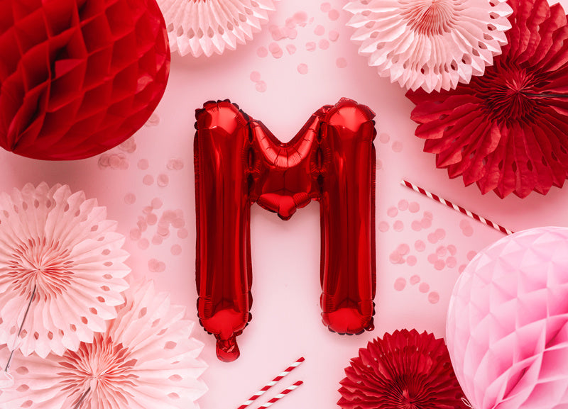 Folie Ballon Letter M Rood Leeg 35cm