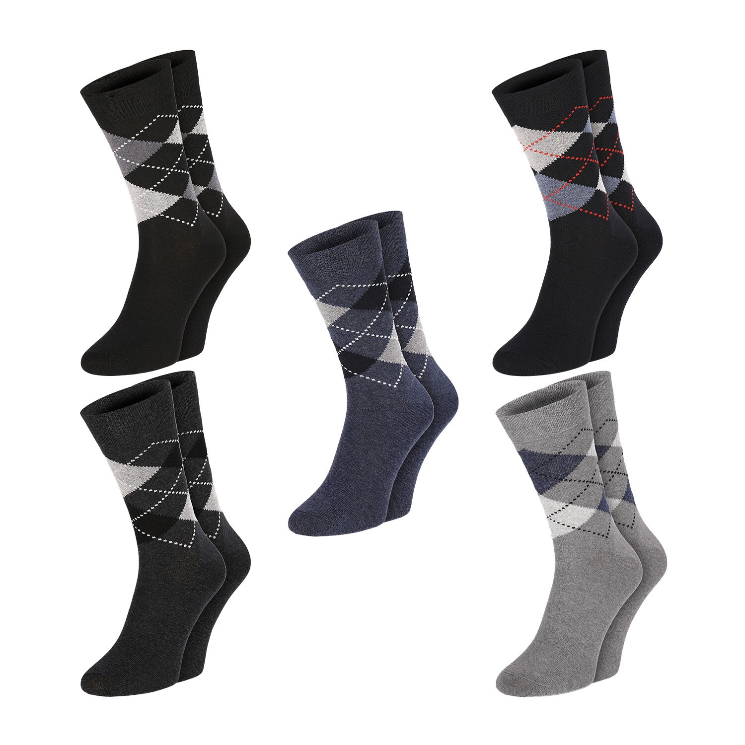 Chili Lifestyle Karo Socken 5 Paar Baumwolle Weichbund Herren Damen
