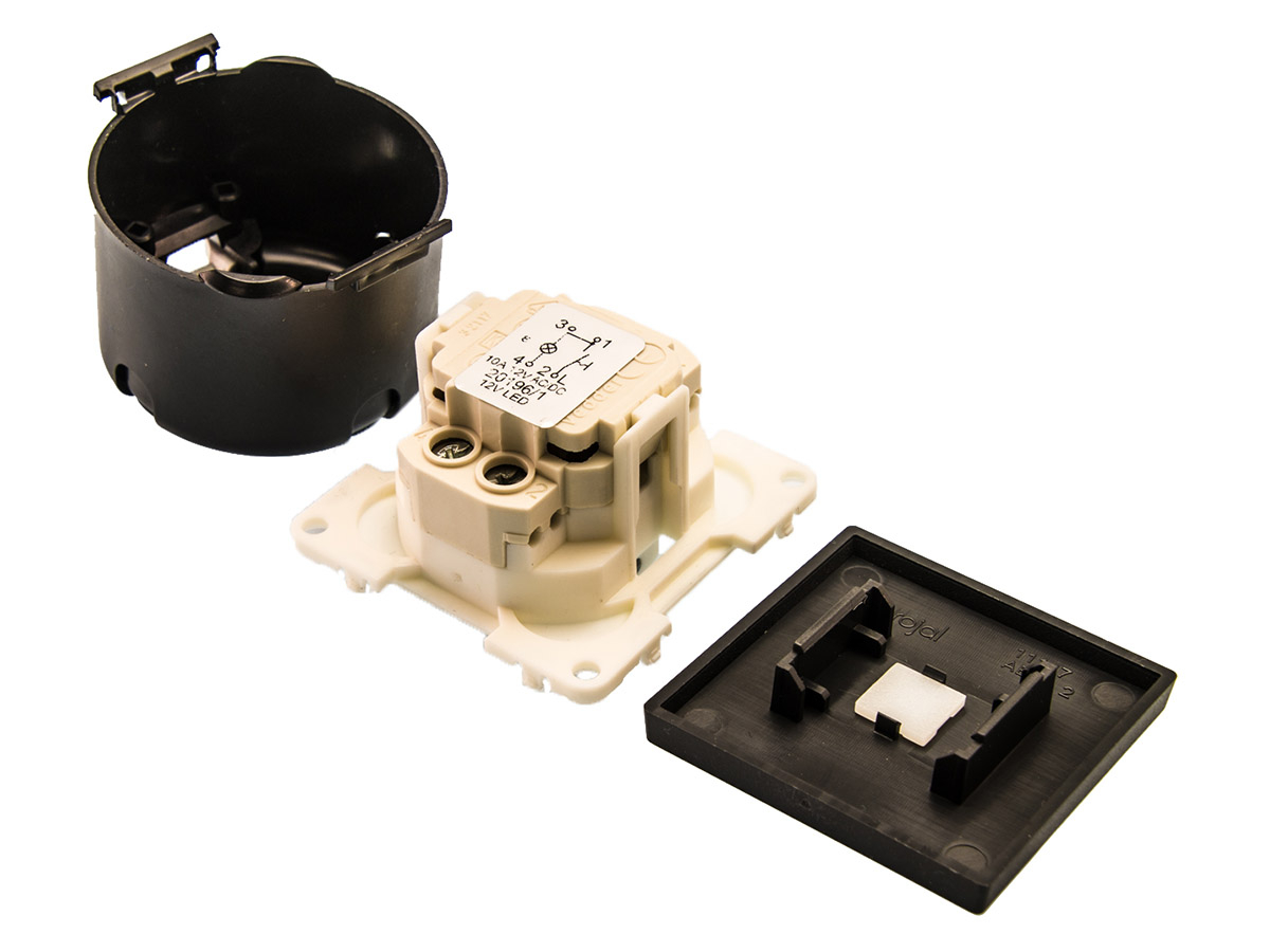 BBA 12 volt wipschakelaar met controlelampje - grey