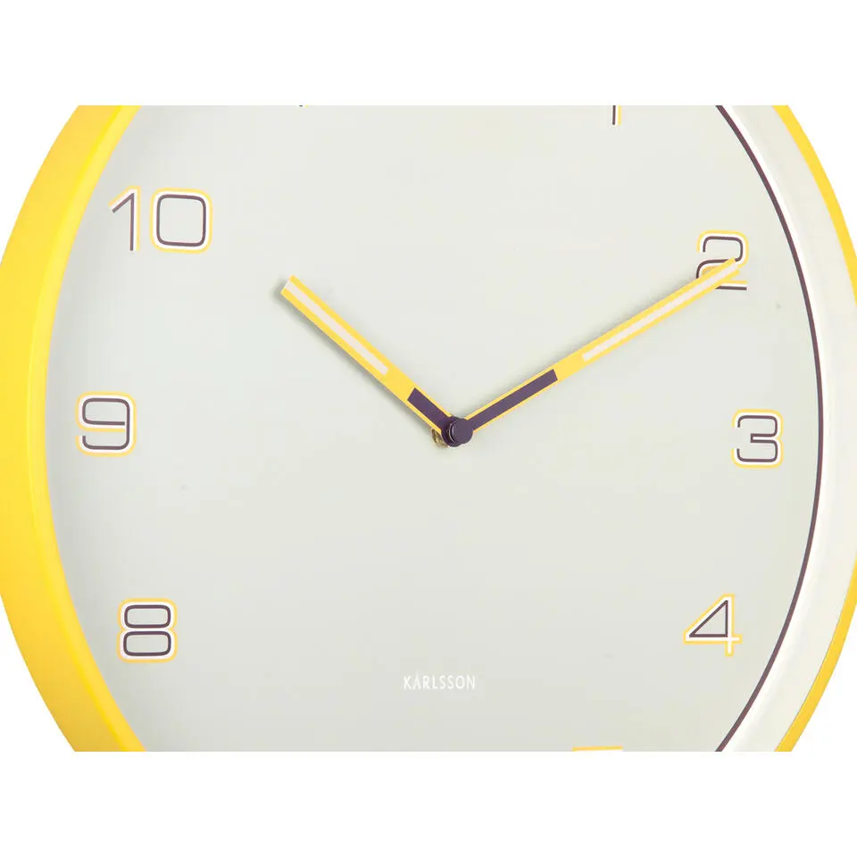 Karlsson - Wandklok Lined Numbers - Heldergeel- Ø40cm