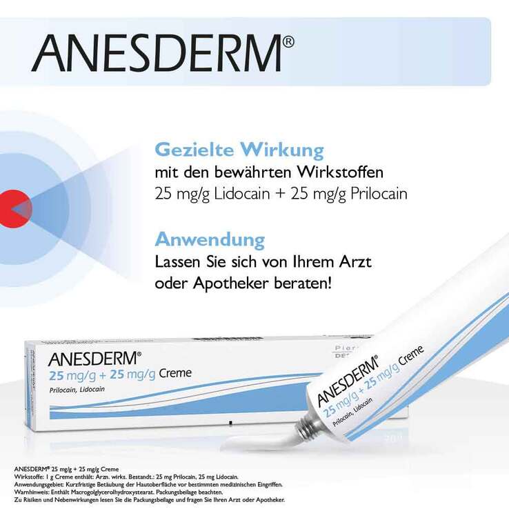 ANESDERM 25 mg/g + 25 mg/g Creme, 30 g