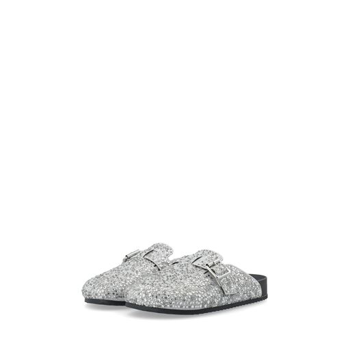Bianco Sand Mule Simili Stone Sko, Silver, 38
