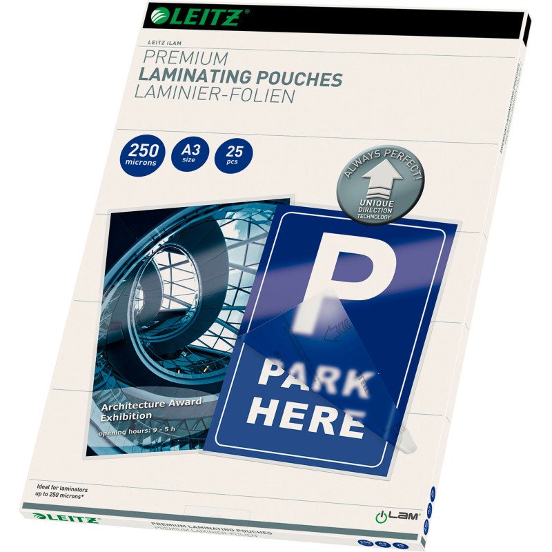 Pochettes de plastification Leitz I-Lam A3 2 x 250 µ brillantes - Boite de 25